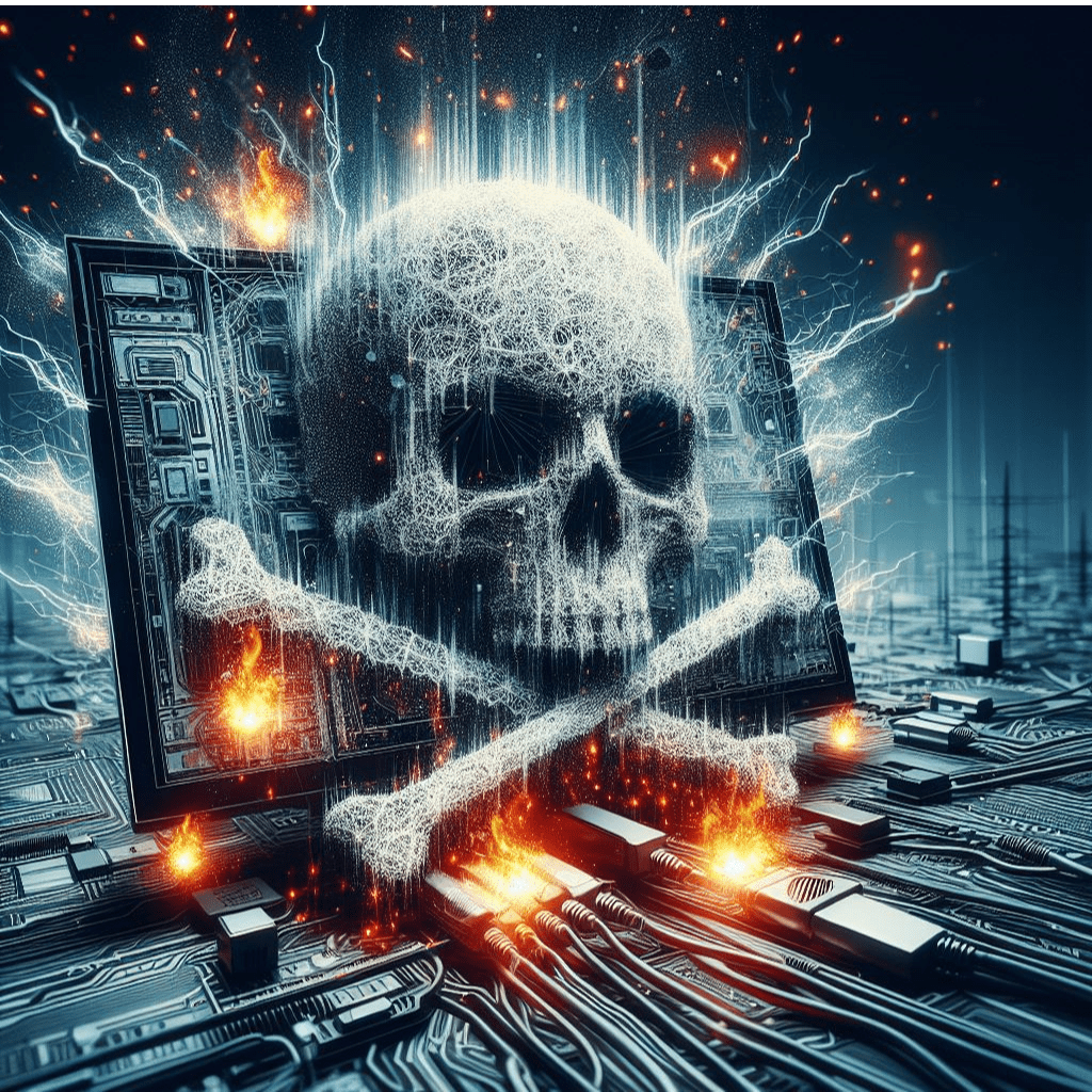 alt=Version 1: Alt text: "Cyber attack warning: skull and crossbones displayed on computer screen." Version 2: Alt text: "Computer screen shows skull and crossbones symbolizing a cyber attack." Version 3: Alt text: "Symbolic representation of cyber attack: skull and crossbones on computer screen."