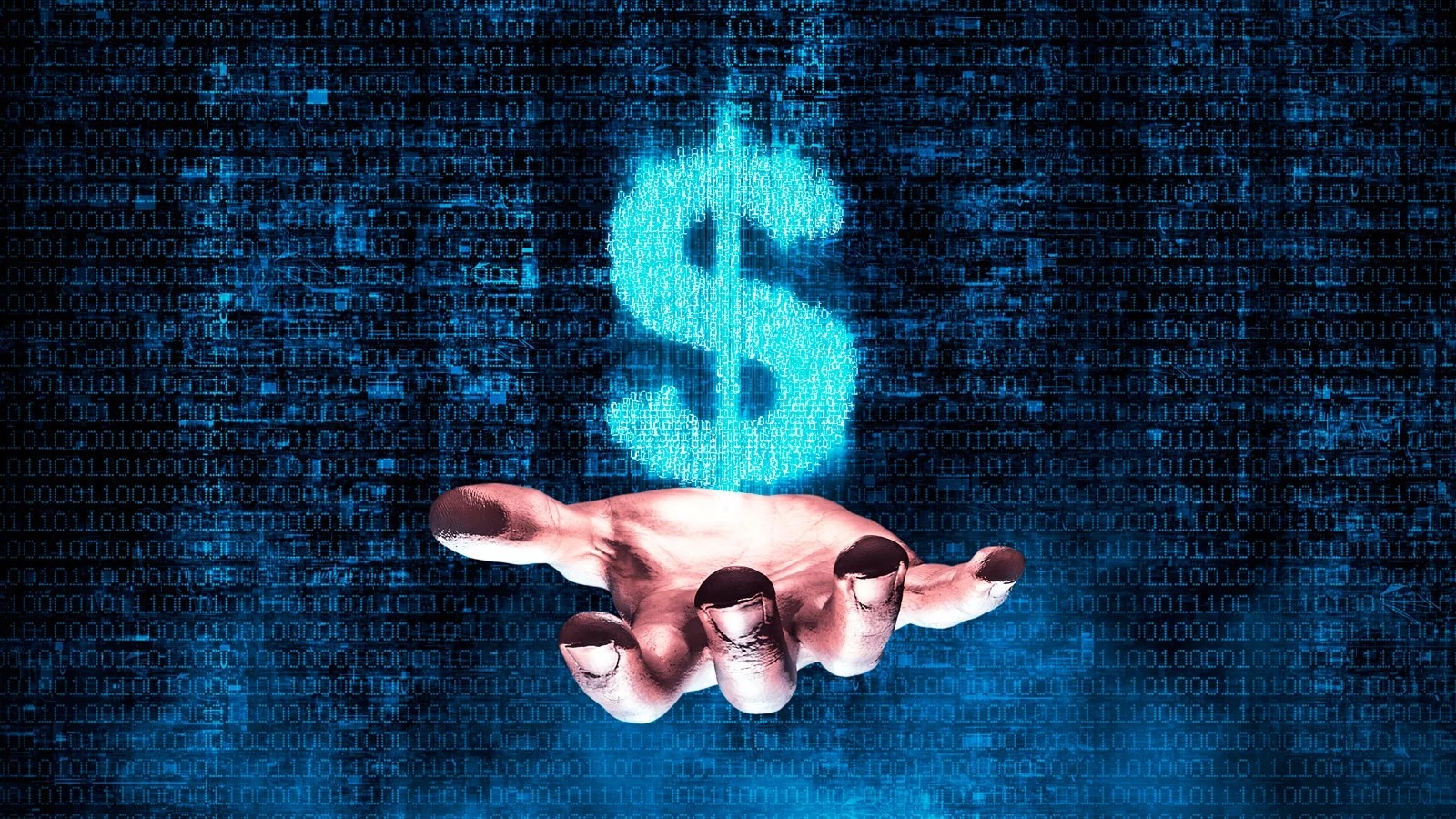 alt=Digital currency being held by a hand, representing the potential risks of cybercrime and data theft.