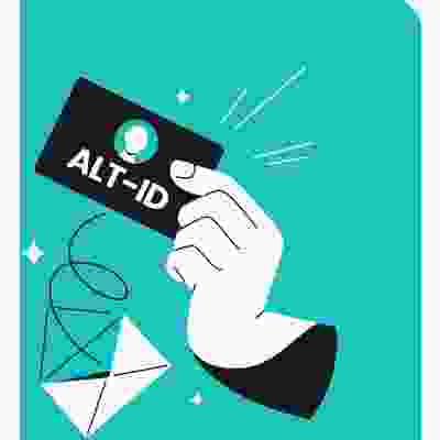 alt=An image of Surfshark alternative ID, featuring a hand holding an all-ID card and an envelope.