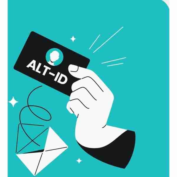 alt=An image of Surfshark alternative ID, featuring a hand holding an all-ID card and an envelope.