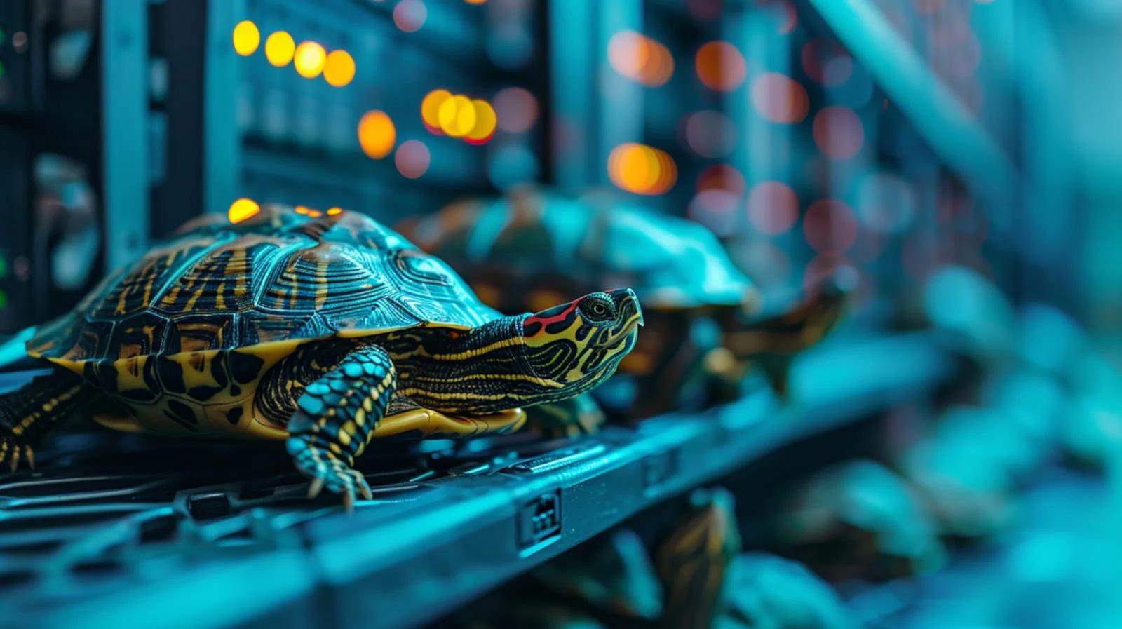 alt=Image: Turtles in the data center. Terrapin attacks. Chaos ensues as unexpected visitors disrupt the data center's operations.