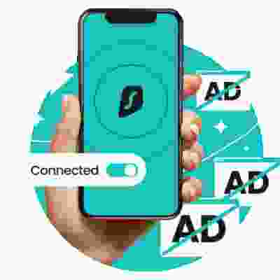 alt=Connected ad - Connect to your ad server with Surfshark adblocker.