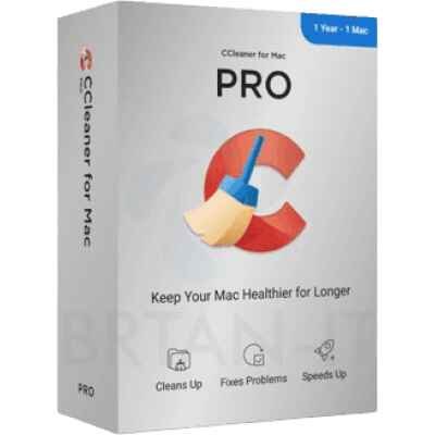 alt=CCleaner Pro for Mac software box featuring advanced features for enhanced performance and optimization