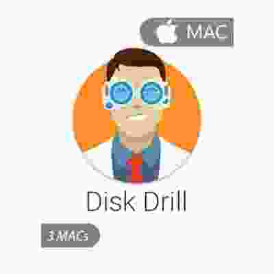 alt=Disk Drill 3 for Mac - a software icon with the word "Mac" repeated multiple times in different shades of blue.