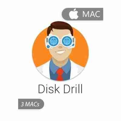 alt=Disk Drill 3 for Mac - a software icon with the word "Mac" repeated multiple times in different shades of blue.