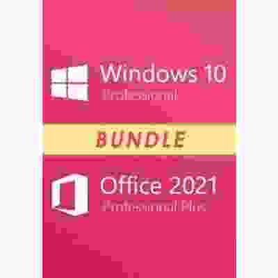 alt=Windows 10 Pro + Office 2021 Pro bundle with various versions of Windows 10 Home Premium.