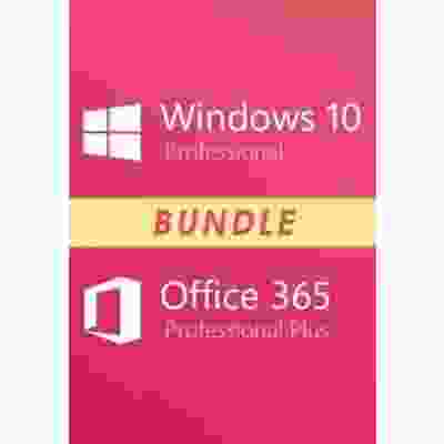 alt= Windows 10 Pro and Office 365 Pro Plus software package for professional use.
