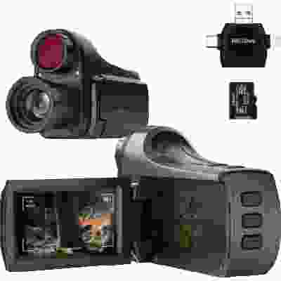 alt=A Rexing M1S Monocular camera with a flash light, capturing clear images in low-light conditions.