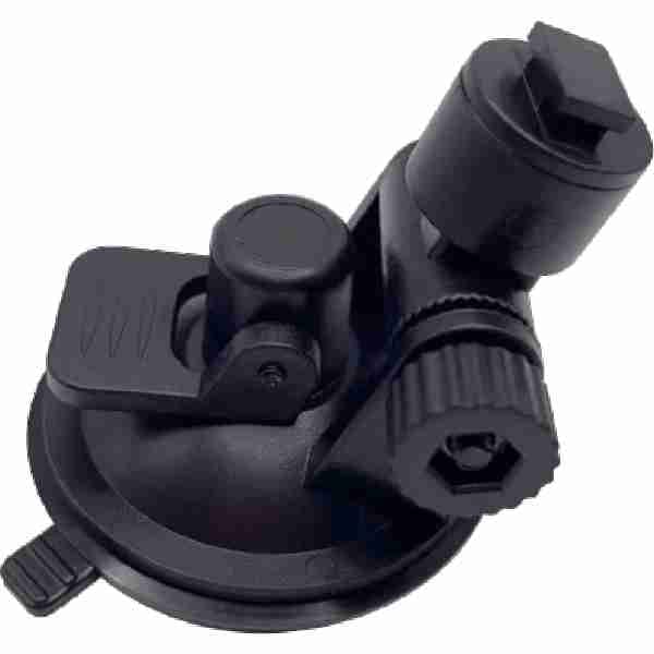 alt=Black camera mount with handle, Rexing suction cup mount.