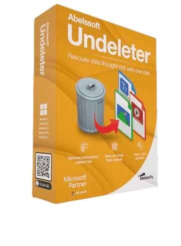 alt=abesoft undeleteer - 1 year: A software logo with the text "abesoft undeleter" and a tagline indicating it is valid for one year.