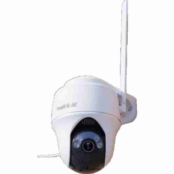 alt=1. A Reolink wireless security camera installed on the exterior wall of a house, ensuring enhanced surveillance and safety.