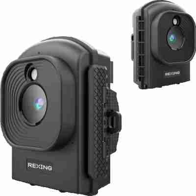 alt=1. Two Rexing cameras displayed on white background.