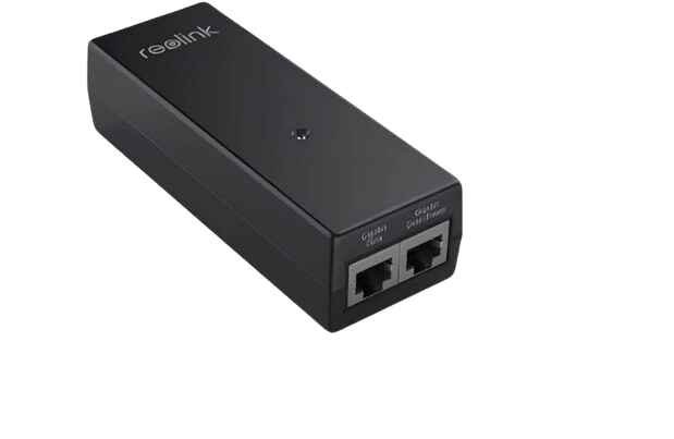 alt=1. Image of a Reolink PoE injector, featuring the Ralink RL series, showcasing its compact design and connectivity options.