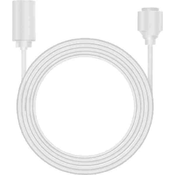 alt=1. A white Micro USB extension cable with a white plug, set against a white background, designed for Reolink solar panels.