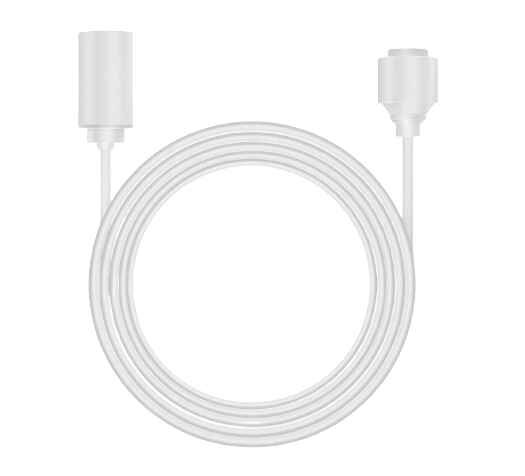 alt=1. A white Micro USB extension cable with a white plug, set against a white background, designed for Reolink solar panels.