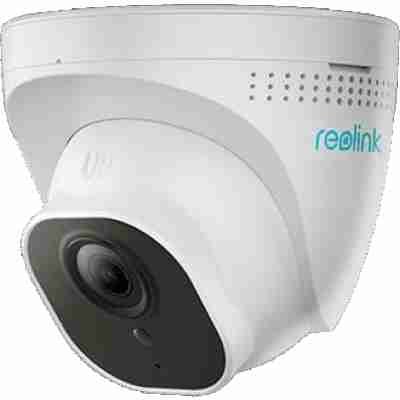 alt=1. A Reolink camera mounted on a window, capturing a scenic view of the mountains in the background.