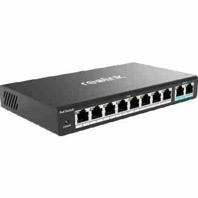 alt=1. Reolink RPI 8-port gigabit switch, showcasing multiple Ethernet ports for high-speed network connectivity.