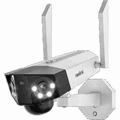 alt=1. A Reolink white security camera featuring two lights, designed for enhanced surveillance and monitoring capabilities.