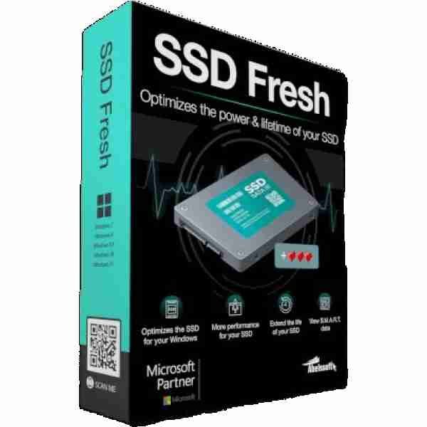 alt=1. A fresh box of Abelssoft SSD software, showcasing its sleek design and modern branding for optimal performance enhancement.