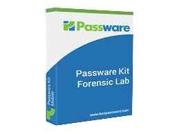 alt=1. Forensic lab setup featuring Passware Kit software, showcasing digital investigation tools and equipment for data analysis.