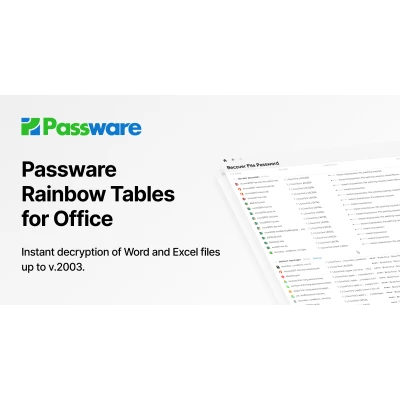 alt=1. A collection of colorful password rainbow tables displayed on an office desk, illustrating data security concepts.
