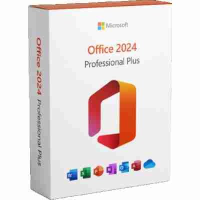 alt=Box of Microsoft Office 2024 Professional Plus software package.