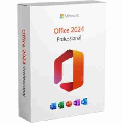 alt=Microsoft Office 2024 Professional software package for one PC, featuring essential productivity tools and applications.