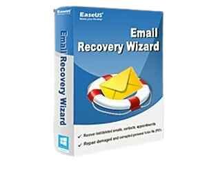 alt=Box design for EaseUS Email Recovery Wizard, featuring a lifebuoy and an envelope, highlighting email recovery features.