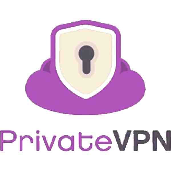 alt=Logo of PrivateVPN featuring a shield with a keyhole, set above a purple cloud, symbolizing online security and privacy.