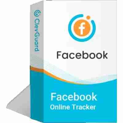 alt=ClevGuard Facebook Online Tracker software box featuring the Facebook logo and text, designed for monitoring online activity.