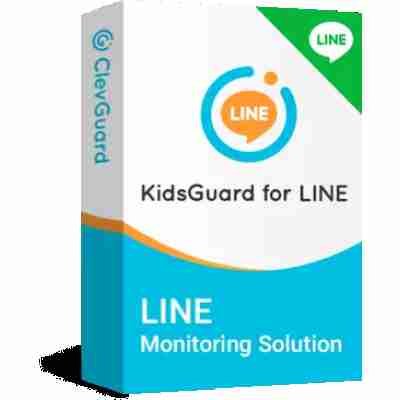 alt=Box design for KidsGuard for LINE, showcasing it as a monitoring solution with a focus on online safety for kids.