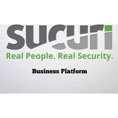 alt=Logo of Sucuri, featuring the slogan "Real People. Real Security." Below, the words "Business Platform" are prominently displayed.