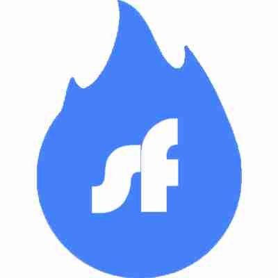 alt=Logo featuring a blue flame with the letters "sf" in white, symbolizing energy and innovation.