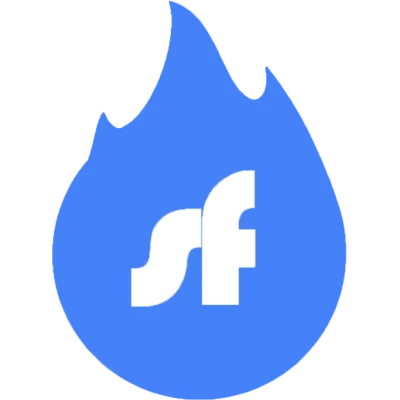 alt=Logo featuring a blue flame with the letters "sf" in white, symbolizing energy and innovation.