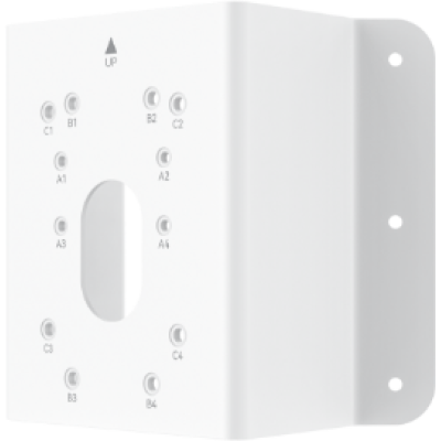 alt=White electrical junction box with multiple connection points labeled A1-A4, B1-B4, and C1-C4, designed for wall mounting.