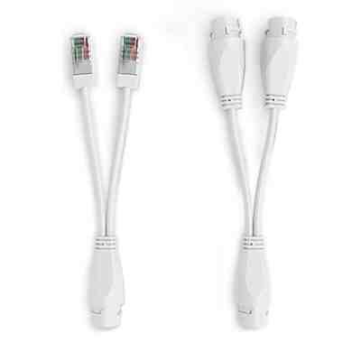 alt=Two sets of white network cable connectors with color-coded pins, designed for easy connections and extensions.