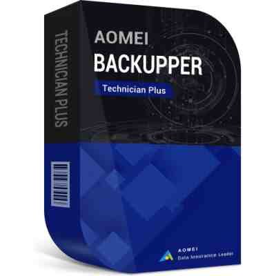 alt=AOMI Backupper Technician Plus software box with a blue and black design, featuring the title and branding prominently displayed.