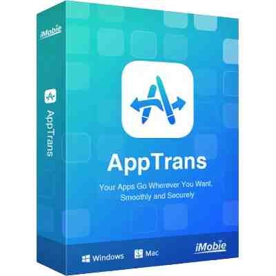 alt=Blue and green box for AppTrans software, featuring the logo and tagline: "Your Apps Go Wherever You Want, Smoothly and Securely."