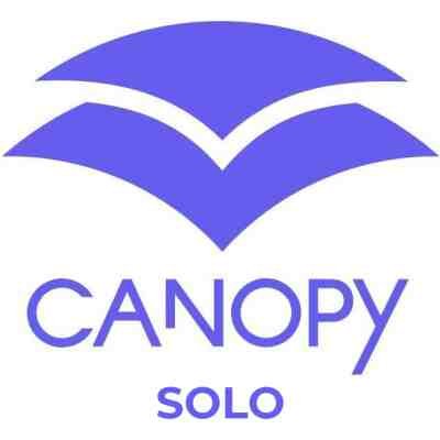 alt=Logo displaying the name "CANOPY" in bold, with stylized purple layered shapes above and the word "SOLO" below.