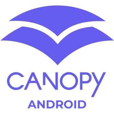 alt=Logo of Canopy featuring a stylized purple canopy design with the text "CANOPY" and "ANDROID" below it.