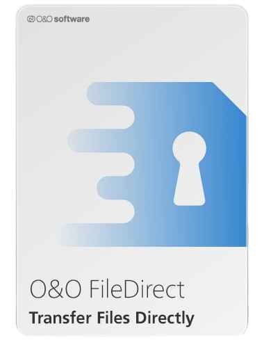 alt=O&O FileDirect software logo with a blue keyhole symbol and text "Transfer Files Directly" on a light gray background.